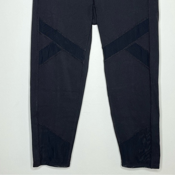 ATHLETA Cropped Leggings Mesh Criss Cross Panels Black - Picture 5 of 9